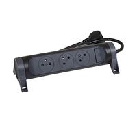 LEGRAND - Regleta giratoria con Interruptor LED - 3 Tomas de Superficie con Tierra - Cable de 1,5 m - Negro y Gris Oscuro