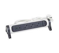 LEGRAND - Regleta giratoria con Interruptor LED - 4 Tomas de Superficie con Tierra - Cable 3 m - Blanco y Gris Oscuro