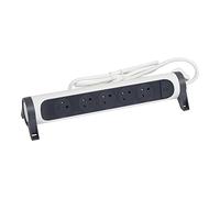 LEGRAND - Regleta giratoria con Interruptor LED - 5 Tomas de Superficie con Tierra - Cable 3 m - Blanco y Gris Oscuro