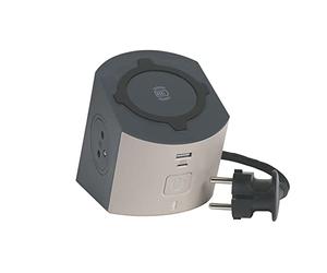 LEGRAND - Regleta multitoma y estación de Carga - 2 Tomas de Superficie con Tierra + 1 Cargador de inducción Qi+ 1 Conector USB-C + 1 Conector USB-A - con Cable de 2 m - Color Gris Oscuro