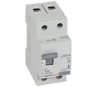 LEGRAND, RX3 402037 - Disyuntor de corriente residual (40 A, 2 pines, 30 mA, 230 VAC, 2 TE, RCCB, para corriente alterna y corriente continua pulsante, fijación en riel de perfil de sombrero)