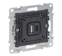LEGRAND, Seano 765027 - Enchufe de carga USB de 2 enchufes, 1 tipo A y 1 tipo C corriente de carga: 3 A a 5 V en un dispositivo, 1,5 A con carga simultánea