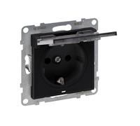 Legrand, SEANO 765323 - Toma de corriente con protección de contacto elevada y tapa abatible IP21, 16 A, 250 V, color negro lacado