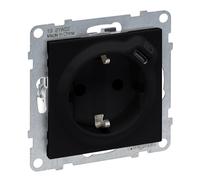 LEGRAND, SEANO 765326 - Toma de corriente 2 en 1, USB tipo C, con mayor protección táctil, terminales enchufables, 16 A, color negro lacado