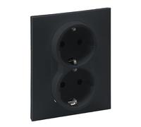 LEGRAND, SEANO 765425 - Enchufe de Pared de 2 enchufes con protección de contacto elevada, 16 A, 250 V, color antracita lacado