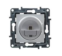 LEGRAND Toma de cargador mini USB 3A 15W componible para instalación empotrada, Gama Niloé Step, Color Aluminio, 398266