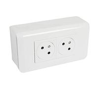 Legrand - Toma de corriente doble Surface Mosaic Link de 45° precableada con placa + marco saliente, color blanco
