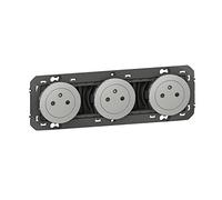 Legrand - Toma de corriente Dooxie triple precableada 2P+T 16A - Aluminio