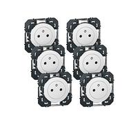 LEGRAND - Toma eléctrica de pared 16 A con tierra dooxie Surface - Toma 2P + T rasante con fondo retráctil - blanco - Lote de 6