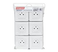 LEGRAND - Toma eléctrica de pared con superficie de mosaico de tierra - toma 2P+T + placa de acabado + soporte de montaje de tornillo - Fabricado en Francia - color blanco - juego de 6