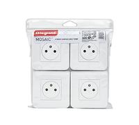 LEGRAND - Toma eléctrica de pared con superficie de mosaico de tierra - Toma 2P+T + placa de acabado + soporte de montaje de tornillo - Fabricado en Francia - Lote de 4 unidades
