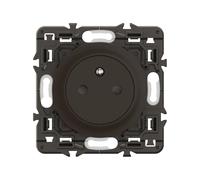 LEGRAND - Toma eléctrica de pared con tierra celiana superficie confort - Toma de refuerzo con base retráctil - negro - Completa con una placa