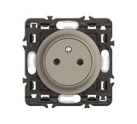 LEGRAND - Toma eléctrica de pared con tierra celiana superficie confort - Toma de refuerzo con base retráctil - Titanio - Para completar con una placa