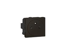 LEGRAND - Toma eléctrica de pared con tierra Mosaic Surface - Toma de 2 P+T de fijación por embutición - Fabricado en Francia - Negro mate