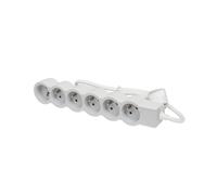 Legrand Toma Estándar 6x2P Con Cable 3M - Blanco-Gris (Enchufe Europeo) - 049494 [10 Piezas]