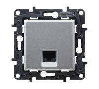 LEGRAND Toma RJ45 CAT6 UTP componible empotrada, Niloé Step, Alum, 398257 | Toma RJ45 CAT6 UTP componible para instalación empotrada, Gama Niloé Step, Color Aluminio, 398257
