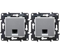 LEGRAND Toma RJ45 CAT6 UTP componible para instalación empotrada, Gama Niloé Step, Color Aluminio, 398257 (Paquete de 2)