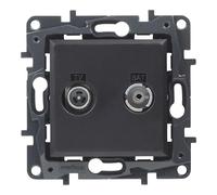 LEGRAND Toma TV-R/SAT Final componible para instalación empotrada, Gama Niloé Step, Color Antracita, 398320