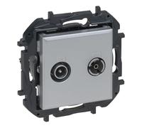 LEGRAND Toma TV-R/SAT Intermedias componible para instalación empotrada, Gama Niloé Step, Color Aluminio, 398316B