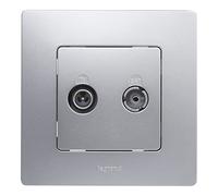 LEGRAND Toma TV, Radio, Satélite Intermedia, Niloé Monobloc, Completo, Alu | Toma Televisión, Radio, Satélite Intermedia, Gama Niloé Monobloc, Mecanismo Completo con Marco, Aluminio, 396486