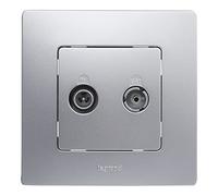 LEGRAND Toma TV, Radio, Satélite Terminal, Niloé Monobloc, Completo, Alum | Toma Televisión, Radio, Satélite Terminal, Gama Niloé Monobloc, Mecanismo Completo con Marco, Aluminio, 396487