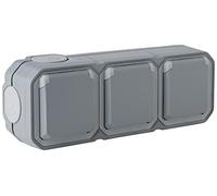 Legrand - Triple toma de corriente con tierra impermeable precableada con persiana Plexo 16A 250V viene completa para montaje horizontal gris