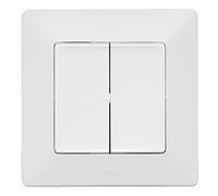 Legrand, Valena Life 752108 - Interruptor doble (10 AX, 250 V, con placa de cubierta y marco de soporte), color blanco