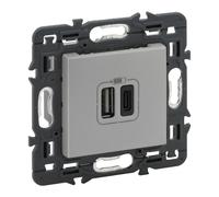 Legrand Válvula 2XUSB Tipo C Dispositivo Completo Alu Con Tornillo - 741332