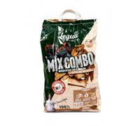 Legua Mix Combo Briquetas de Carbón Vegetal + Astillas de Roble, 4,5 kg | 100% Natural, Todo en 1, Barbacoa y Ahumado, 20 min Encendido, 4 h Combustión