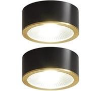 LEGZIT Paquete de 2,3 W,5 W,7 W,9 W,latón Cepillado,luz de Techo montada en Superficie,Globo Ocular,8 cm,10 cm,retroadaptación,focos LED empotrados (Dorado/Negro,3000 K,Blanco cálido)
