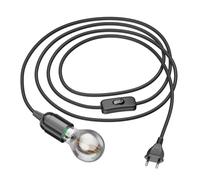 LEHA cable textil 3 m con enchufe e interruptor negro incl. lámpara LED 370 lm