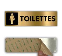 LEIASA | Panel de aseo para mujer - 5x18 cm - Aluminio - Pictograma Dames | Placa de aseo para mujer, adhesivo para inodoro, diseño de silueta