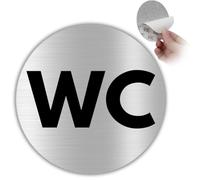 LEIASA | Señal Adhesiva WC - Ø 10 cm - Aluminio - Baño Aseo Restaurante