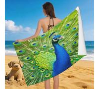 Leichong Toalla de Playa Pavo Real Azul Grande de Microfibra Hombre Mujer, Toallas Playa Animales Salvajes Secado Rápido, Absorbente Toalla Baño 80 x 160 cm