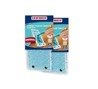 Leifheit Funda de Lavado Clean Twist M, Super Soft 2 Piezas | Para suelos delicados como parqué, tarima y corcho, ancho 33 cm, lavable a 60 °C hasta 200 veces, poliéster suave