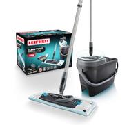 Leifheit Mopa con Cubo Clean Twist M Ergo Negro, mopa con Funda Lavable | Mopa con sistema de centrifugado, palo telescópico (110-140 cm), funda lavable (hasta 60°C), cabezal giratorio 360°