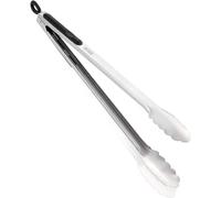 Leifheit Pinzas de cocina y barbacoa de acero inoxidable, utensilio barbacoa, pinza para cocinar plateada y negra, 41 cms