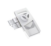 Leifheit Rallador multiusos 4+1, rallador de verdura con afiladas cuchillas intercambiables, loncheadora con múltiples tipos de corte, mandolina de cocina con empuñadura protectora, blanco