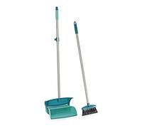 Leifheit Set escoba con palo y recogedor cerrado – cerdas bifurcadas, plegable extra con cierre automático
