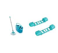Leifheit Set de fregona Rotatoria Clean Twist Disc Mop Ergo 2.0, fregona giratoria con Cabezal Micro Duo, Set de Limpieza en húmedo & Carrito De Ruedas para Modelo Clean Twist, Plastico, Azul