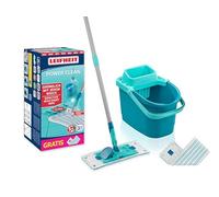 Leifheit Set de Mopa POWER CLEAN, CleanBlade y Escurrido, 33 cm | 2 fundas micro duo, cubo 6/10 L con boquilla, giro 360°, palo 148 cm, para baldosas, tarima y otros suelos duros