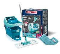 Leifheit Set de Prensa Profesional XL con mopa de 146 cm y Ruedas, 1 Funda de Microfibra para Todos los Suelos Lisos y 1 paño electrostático, Limpieza sin agacharse como Hecho a Mano, Sistema de Clic