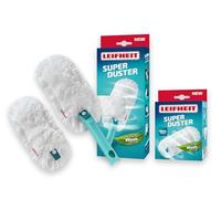 Leifheit SUPERDUSTER con Funda de Repuesto, Plumero Largo Extensible, Lavable a 40º, Tejido de Microfibra, Compatible con el Click System de Leifheit, Lavar no Tirar