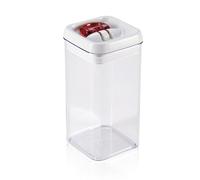 Leifheit Tarro Fresh&Easy 1,2 L cuadrado, tarro hermético con sistema de apertura con una mano, recipiente para alimentos, tarro apilable