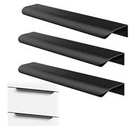 LEIIERUY Tiradores Negros Ocultos para Muebles - Set de 3 Asas Curvas para Puertas de Armario, Cocina, Baño o Vestidor - Diseño Minimalista en Negro Mate