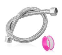 LEIMEND Latiguillos de Fontanería Extensión de Conexión de Acero Inoxidable Latiguillo Cisterna wc G1/2" Hembra x G1/2" Macho con 1 Pieza de Cinta PTFE para Grifo de Lavabo con Válvula Angular
