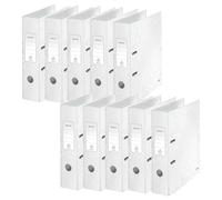 Leitz 10050001 - Archivador de palanca (A4, ancho del lomo: 85 mm, capacidad para 250 hojas, 10 unidades), color blanco