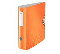 LEITZ 11060044 - Archivador de palanca polyfoam 180º lomo curvado cierre con goma Active WOW DIN A4 75 mm. color naranja metalizado