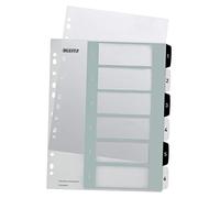 Leitz 12140000 - Separadores para A4+, paquete de 20, portada para escribir en PC y 6 separadores, pestañas con números 1-6, gran ancho, blanco/negro, polipropileno, WOW