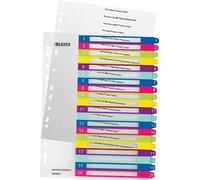 Leitz 12450000 - Separadores para A4, 6 unidades, portada para escribir en PC y 20 separadores, pestañas con números del 1 al 20, gran ancho, multicolor, polipropileno, WOW